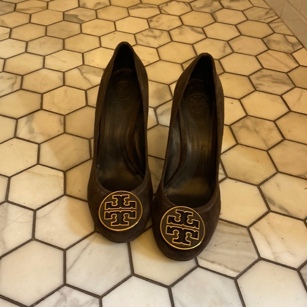 Tory Burch brown suede wedges